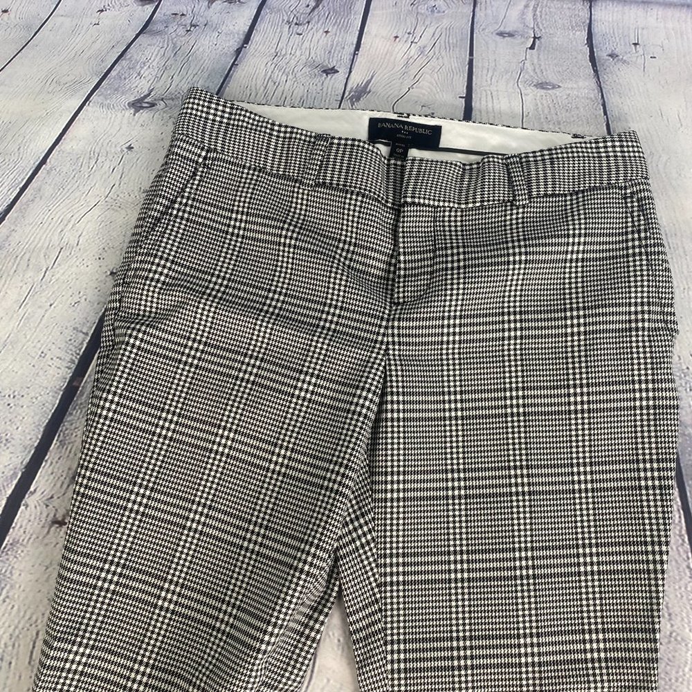 Banana Republic Plaid Houndstooth Cropped Pants Black/White - Picture 3 of 8